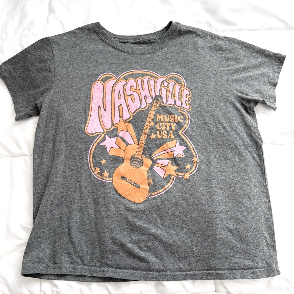 Mighty Fine Gray Nashville Graphic Tee